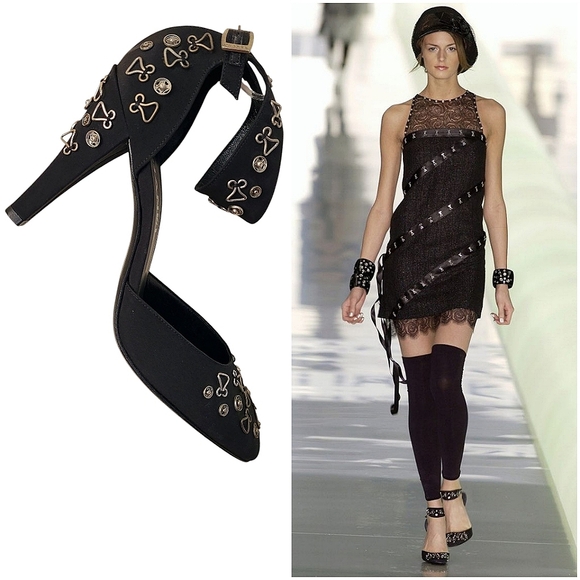 CHANEL 2003 Snap Collection Ankle Strap Pumps With Metal Snaps & Hooks Black 38 - Picture 15 of 16